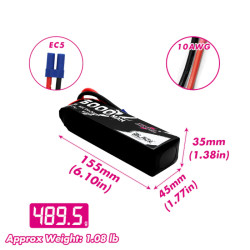CNHL 3S 6000 mAh Black 65C/130C LIPO EC5 RC